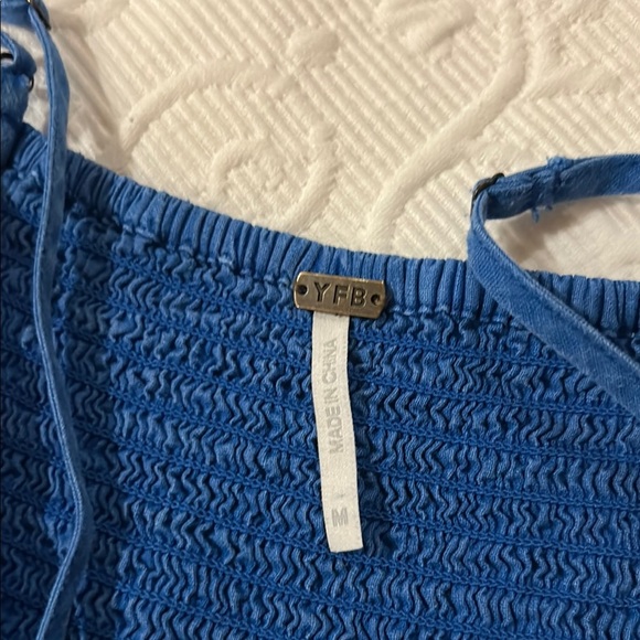 Young Fabulous & Broke Blue Sleeveless Tiered Maxi Dress. Smocked back. Medium - Picture 7 of 10